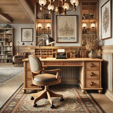 Despacho vintage con escritorio de madera y decoración clásica, seleccionado por Suárez & Co. Interiorismo