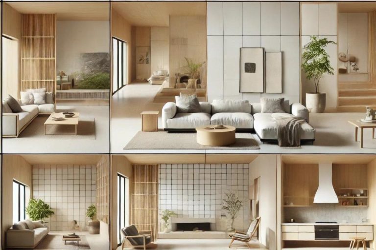 Espacios donde se aplica el estilo Japandi por Suárez & Co. Interiorismo, mostrando salones, dormitorios, cocinas y baños con materiales naturales, colores neutros y líneas simples.