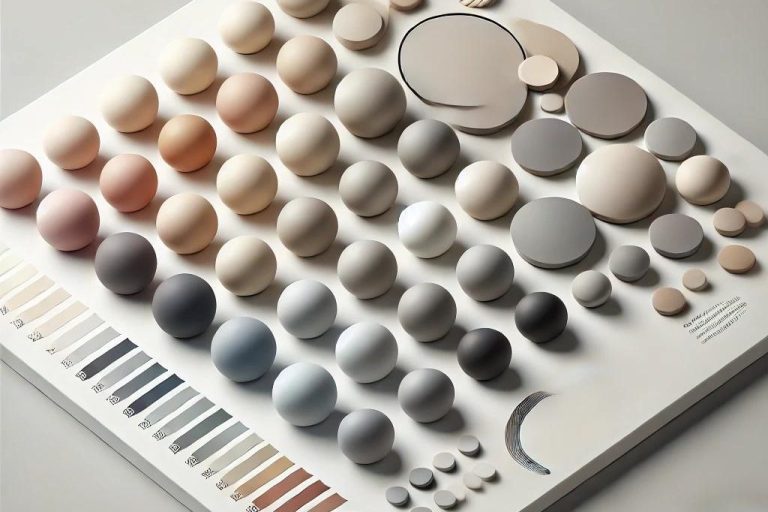 Paleta de colores contemporánea que muestra tonos neutros y suaves, ideales para un diseño interior moderno y elegante.