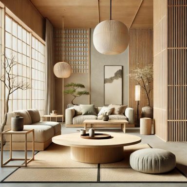 Sala de estar decorada en estilo japonés por Suárez & Co. Interiorismo, utilizando elementos naturales y minimalistas que reflejan 